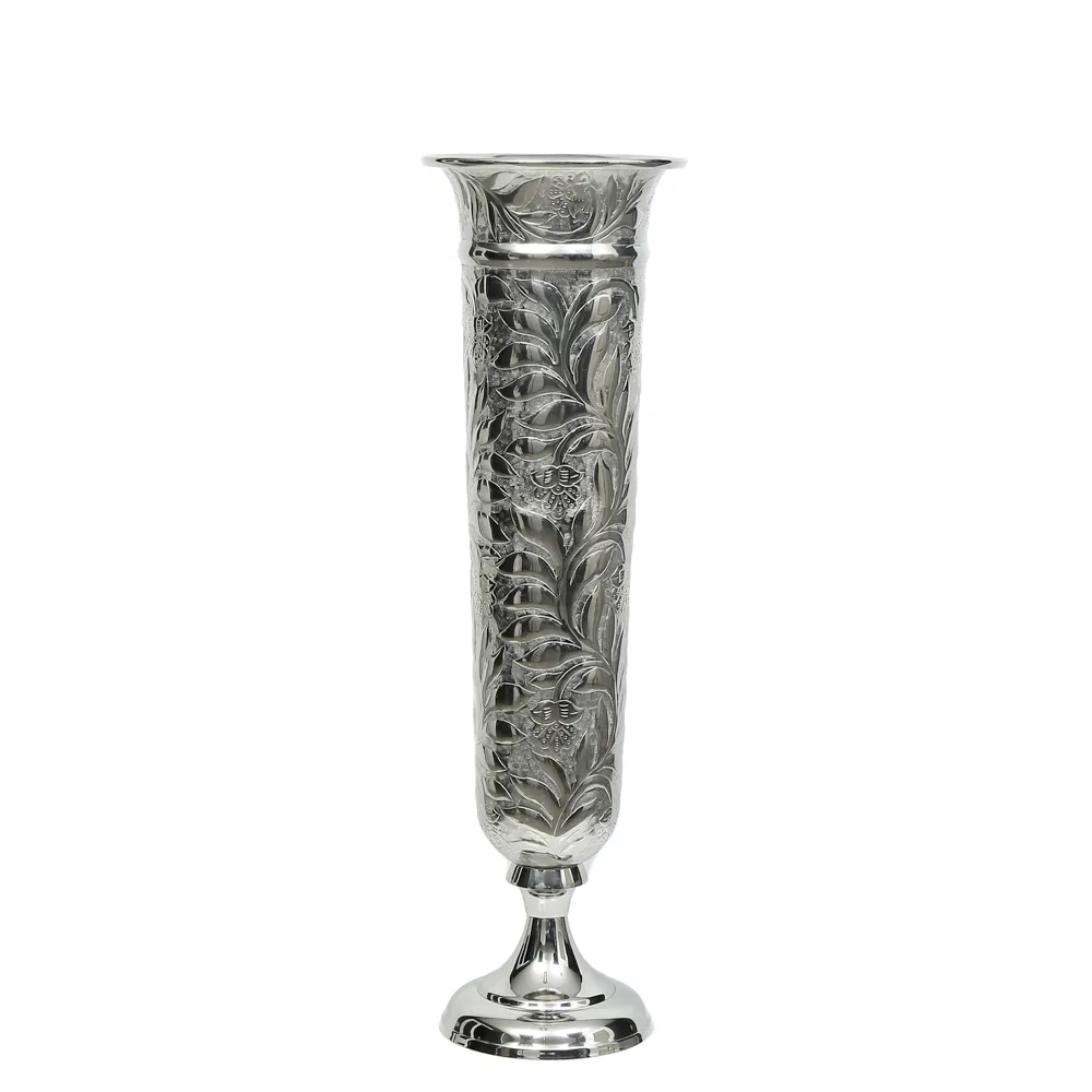 AK.IR0082 - GÜMÜŞ DEKORATİF VAZO 92 CM