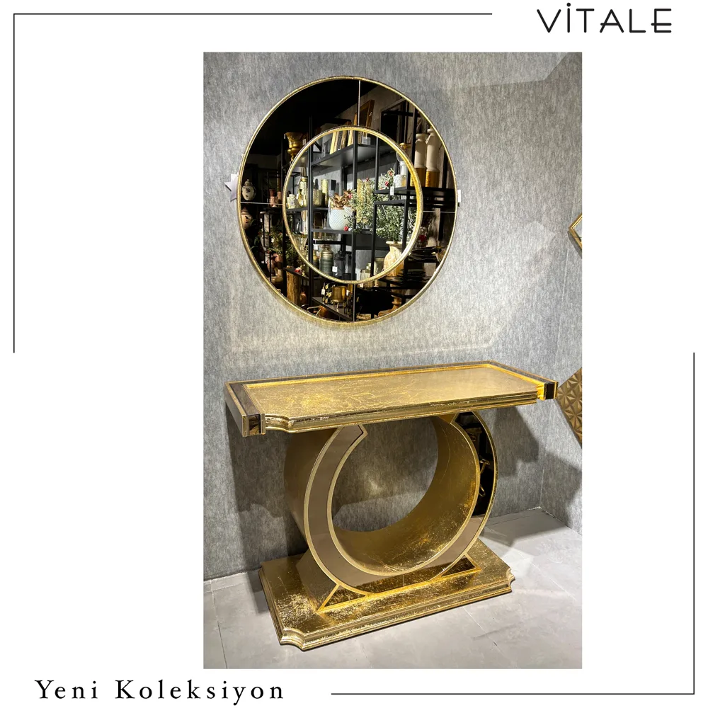 GOLD YUVARLAK AHŞAP DRESUAR TAKIMI  AK.WLT0450