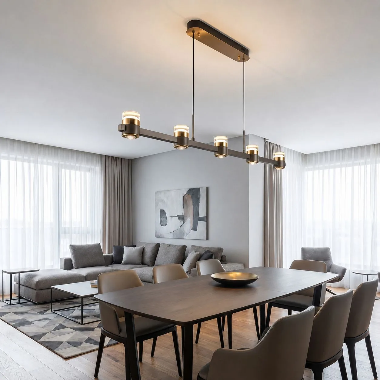 VİTALE LEDLİ YEMEK MASASI AVİZESİ 120*6*110 CM   AY.VTPL-0191